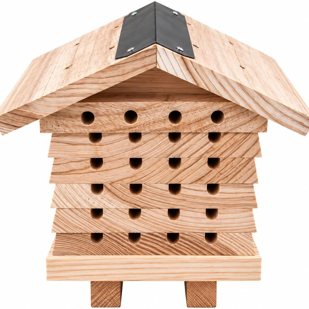 Interactive Wooden Solitary Bee House with Removable Nesting Trays