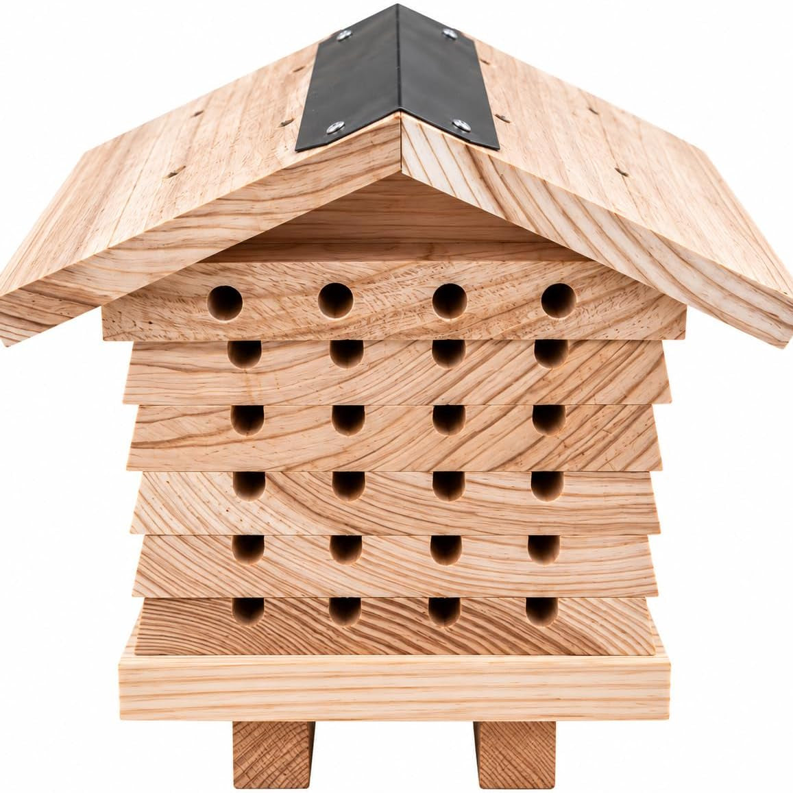Interactive Wooden Solitary Bee House with Removable Nesting Trays