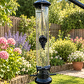 Hanging Garden Bird Feeder with Clear Seed Tube, Metal Lid and Feeding Perches