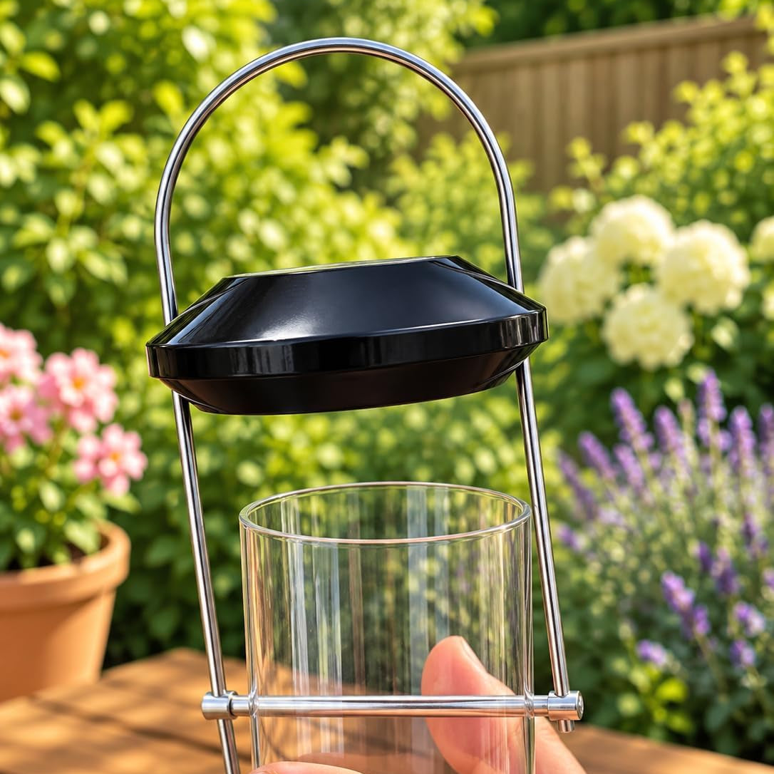 Hanging Garden Bird Feeder with Clear Seed Tube, Metal Lid and Feeding Perches