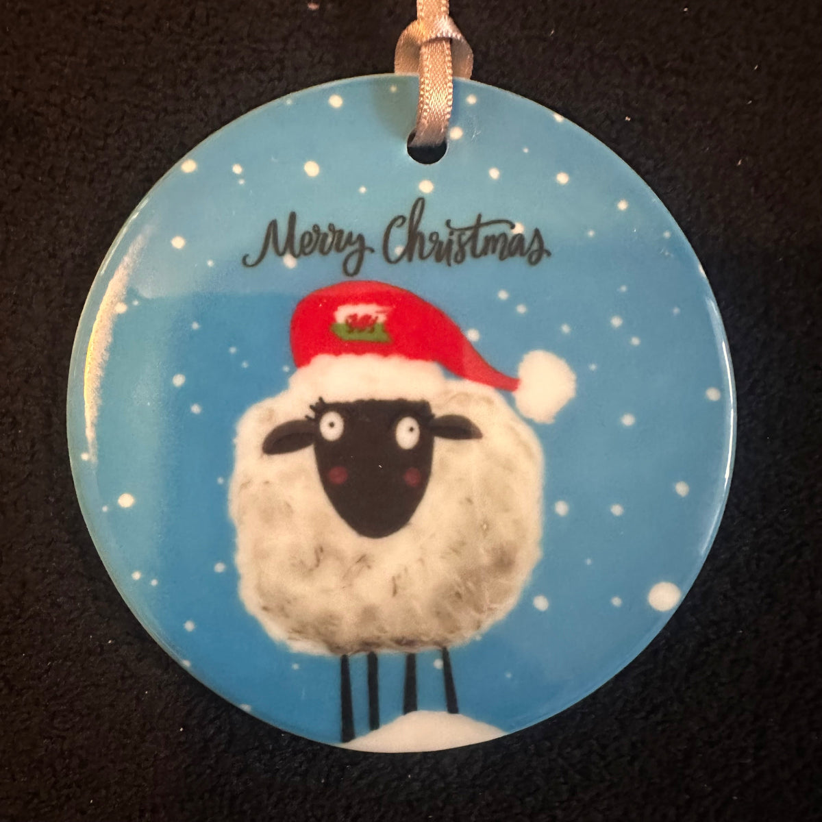 Percy the Christmas Gonk and Mabel the Christmas Sheep, ceramic hanging ornament