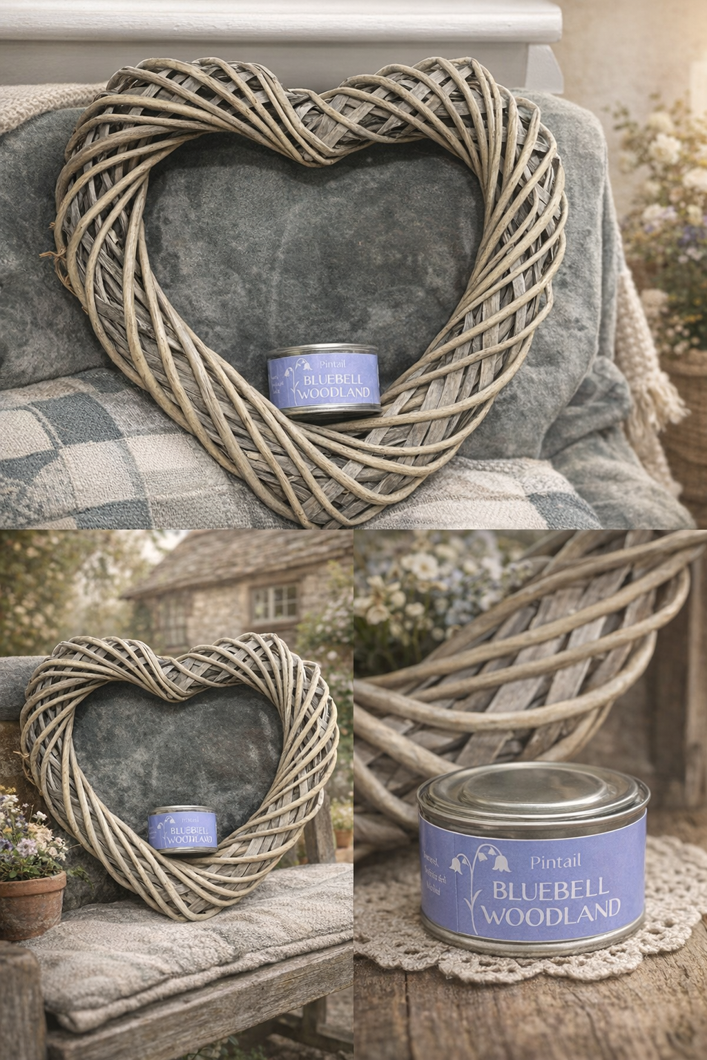 Hanging Willow Wreath and Candle Set