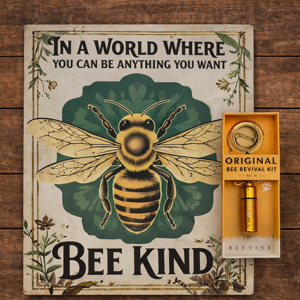 Bee Revival Kit and Bee Kind Metal Wall art Gift Set