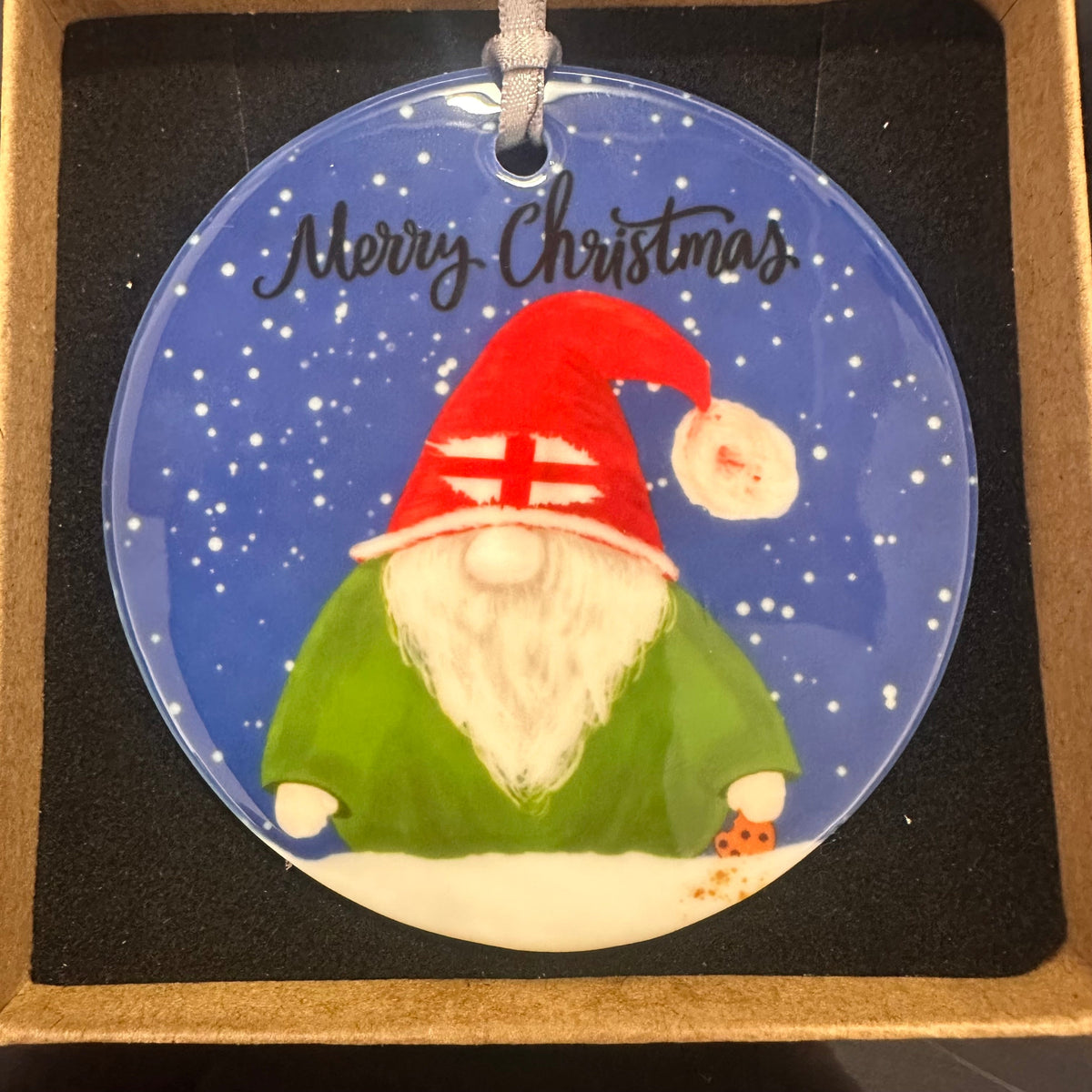 Percy the Christmas Gonk and Mabel the Christmas Sheep, ceramic hanging ornament