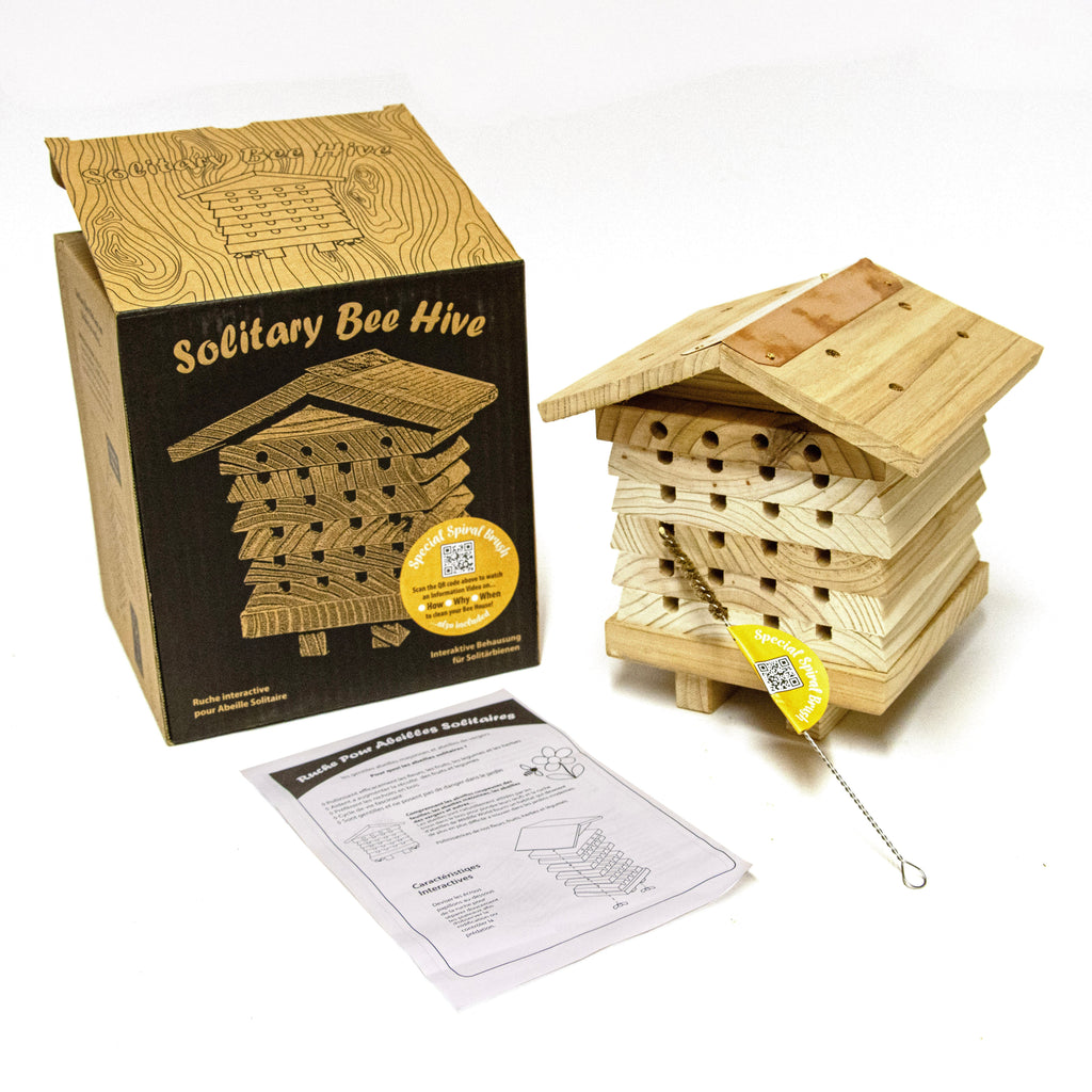 Solitary Bee Hive With Bee Tube Brush