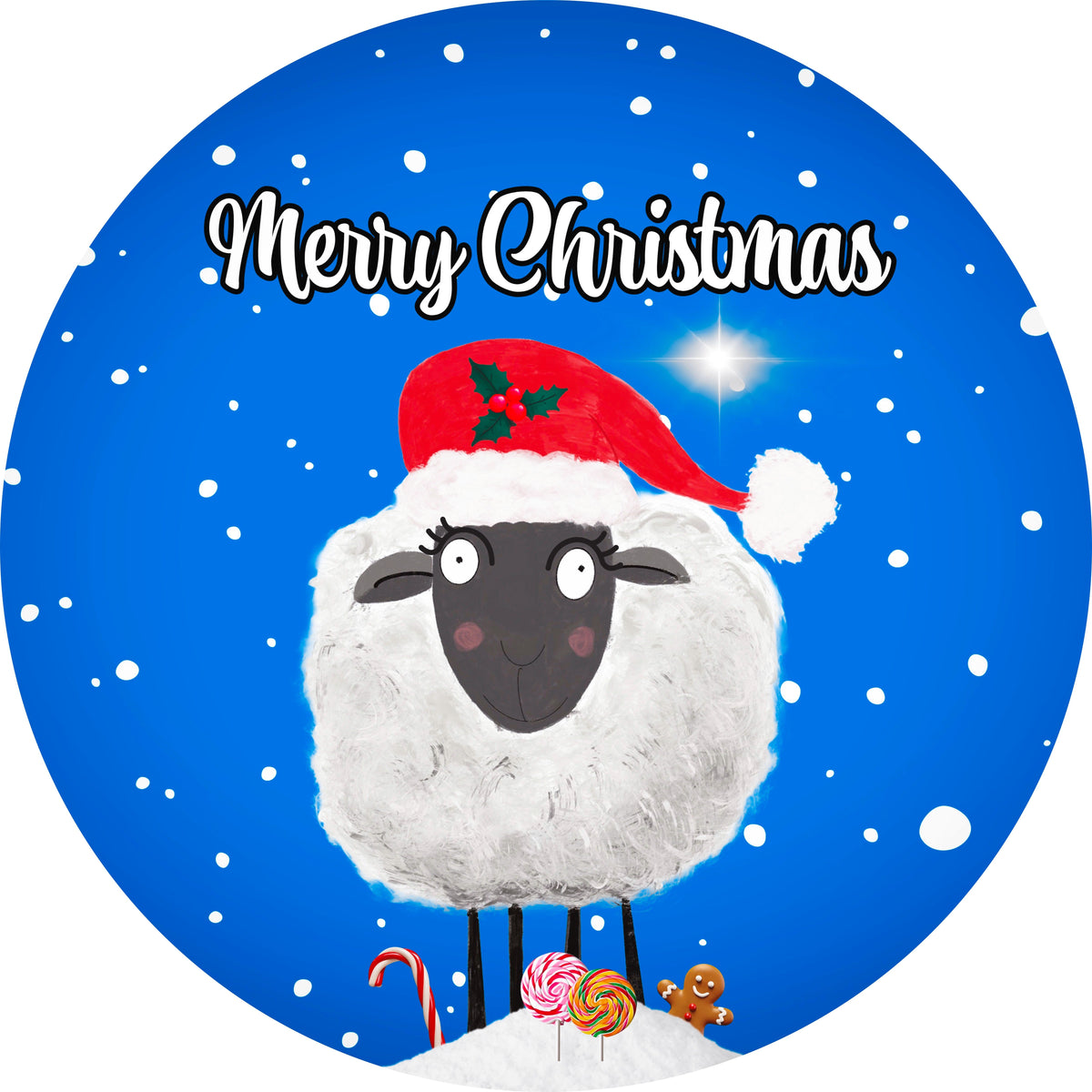 Percy the Christmas Gonk and Mabel the Christmas Sheep, ceramic hanging ornament