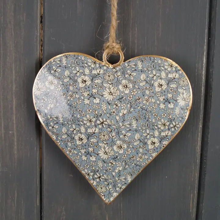 Blue Metal Hanging Heart - Small